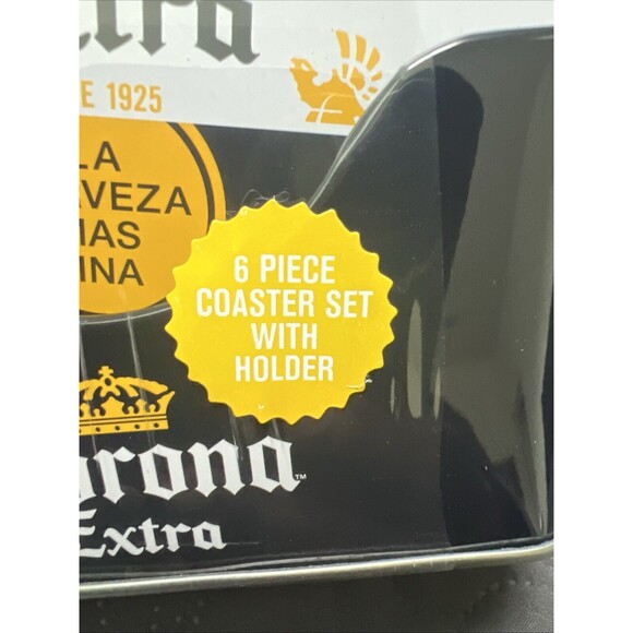 Corona Extra 4pc Set Tin Box Tray, Napkin Holder, Coasters & Storage Tin Barware - Picture 10 of 14